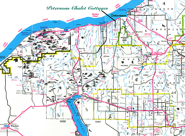 map of Ontonagon County Michigan